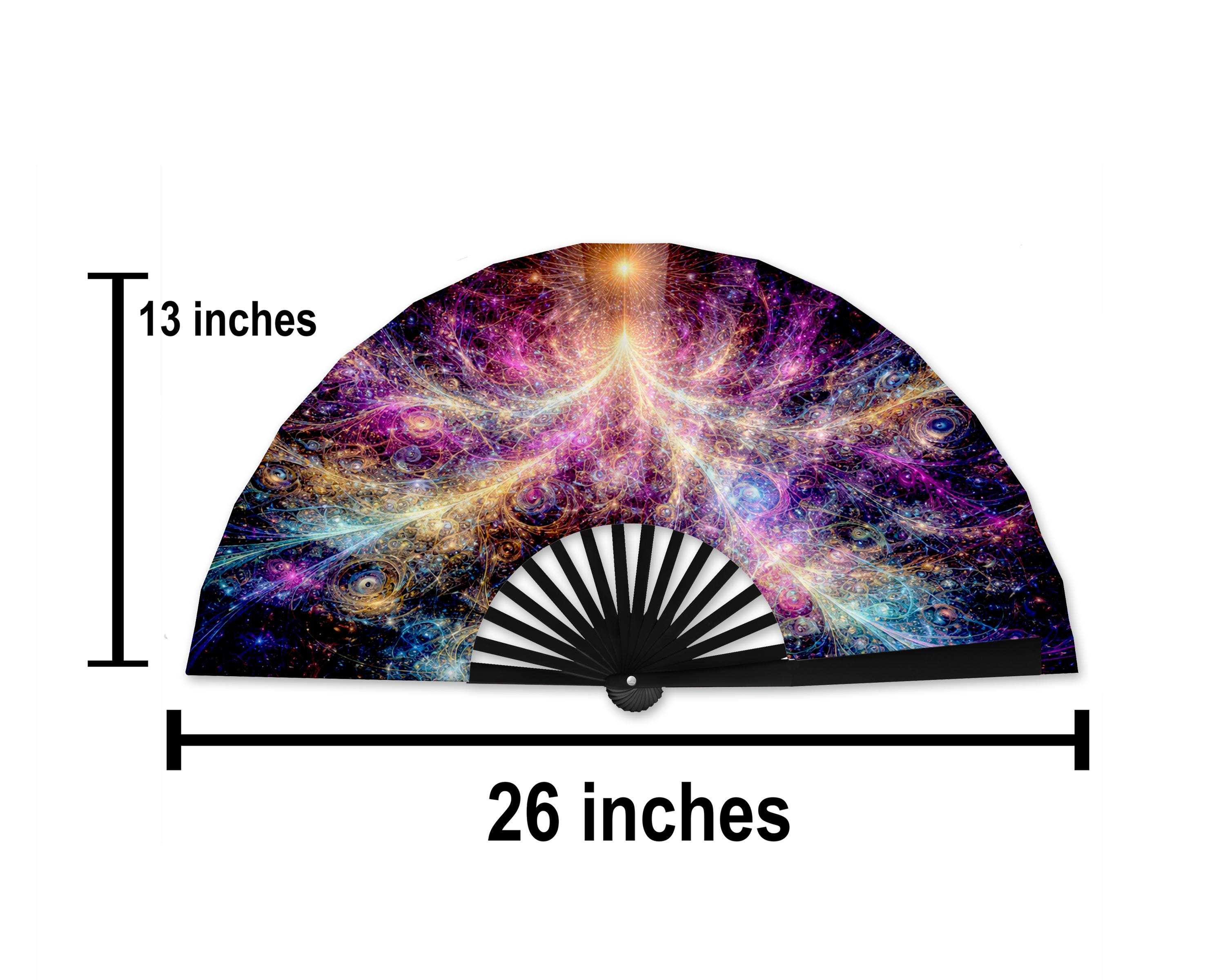 UV Reactive Mystical Rave Fan With Psychedelic Purple Cosmic Galaxy ...