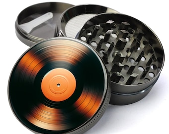 Vinyl Record Grinder With Catcher, Festival Accessories, Cool Gadgets For Men, 5 Piece Grinder, Large Herb Grinder,Spice Crusher,Burning Man