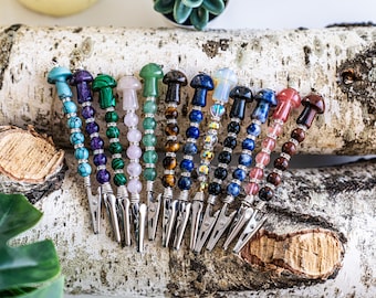 Mystische Pilz Clips, Kristall Clips, Kreditkarten Clips, kleines Geschenk für Sie, Langer Nagel Schutz, Kristall Zauberstab, Armband Helfer, Accessoires |4.5"
