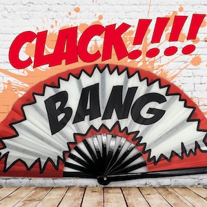 Clack Fan per ballo di gruppo, gadget per concerti, Bang Hand Fan, gadget per cowboy western, accessori per spettacoli Carter, ventagli pieghevoli per festival, 26 pollici