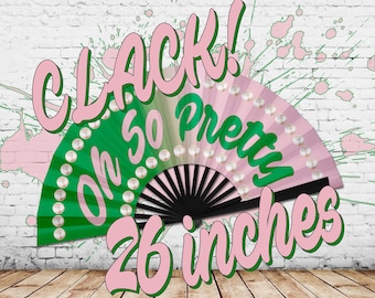 Oh So Pretty HBCU Folding Fan, Large Clack Fan, Sorority Fan, Snapping Fan, Line Dancing Han Fan, Popping Fan,Back to School,Bridesmaid Gift