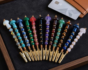 Kristall Zauberstab Clip, Kreditkarten Clip, Armband Helfer, Mystischer Pilz Multi Clip, Langer Nagel Schutz, Zigarettenspitze | 11,5 cm