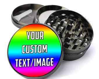 Large Custom Grinder, Herb Grinder, Personalized Gift, Customized Grinder With Catcher, Photo Grinder, Grinder 5 Piece -Add Text or Image