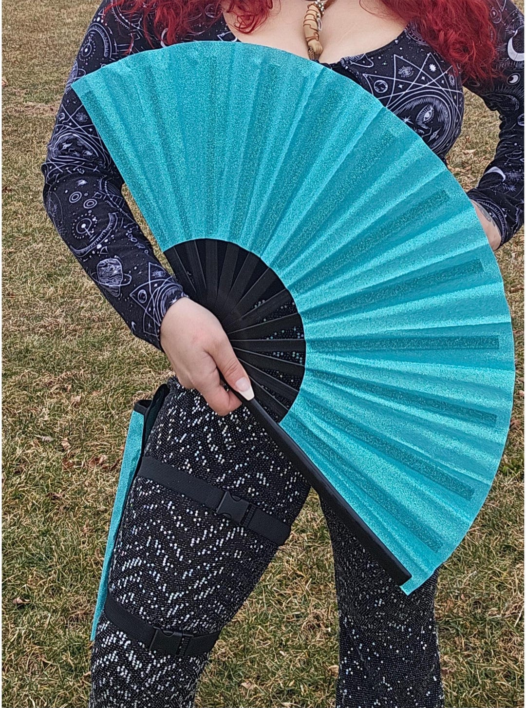 Rave Fans With Loud Clack Sound and Fan Holder Set - Large Festival ...