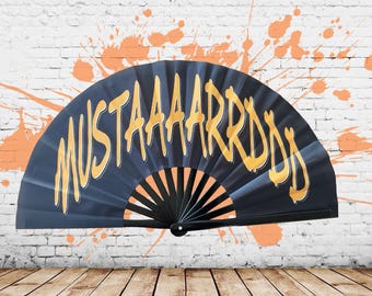 Funny Hand Fan, Clacking Fans, MUSTARD Folding Fans For Line Dancing, Large Hand Fans, Loud Clack Fan, Meme Fans, Not Like Us, Tv Off,26 In