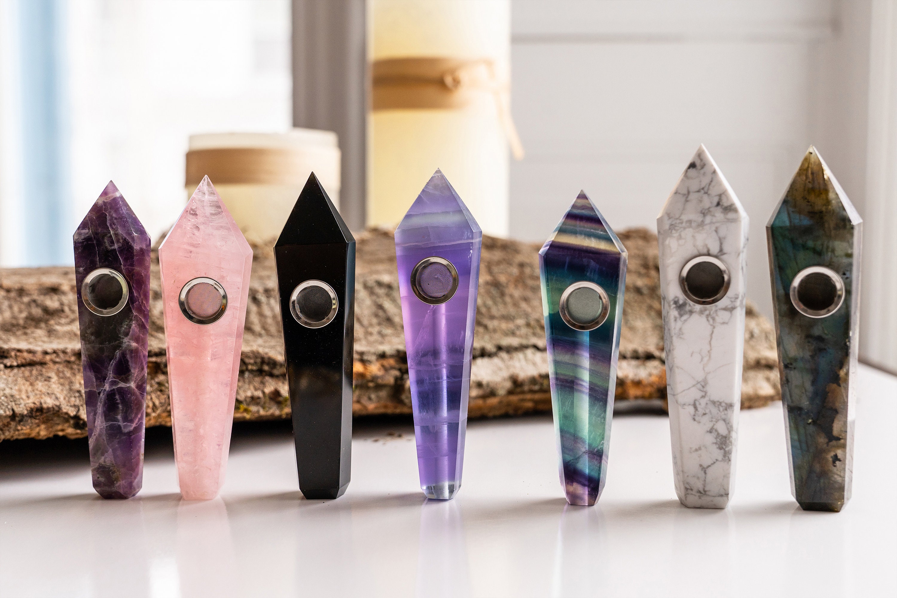 Crystal Pipes, Gemstone Smoking Pipes, Natural Stone Pipes For Smoking, Gift Box, Extra Screens, Pipe Cleaner, Cute Quartz Stone Point Pipes