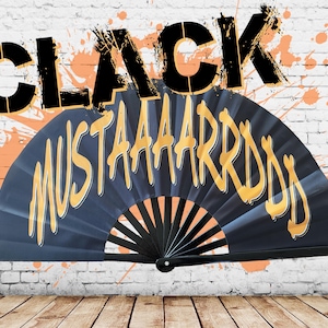 MUSTARD Clack Fan, Rave Fan, Drag Fan, Burning Man Accessories, Hand Fan For Line Dancing, Large Meme Folding Fan, Not Like Us, Tv Off,26 In