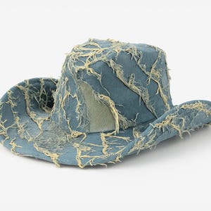 Denim Cowboy Hat, Western Cowgirl Hat, Halloween Party Gift, Texas Hat, Concert Outfit, Halloween Accessory, Denim On Denim, Frayed Hat
