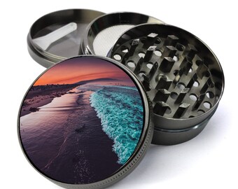 Beach at Sundown Grinder Extra Large 5 Piece Spice Tobacco Herb Grinder with / Catcher for Herb Grinders