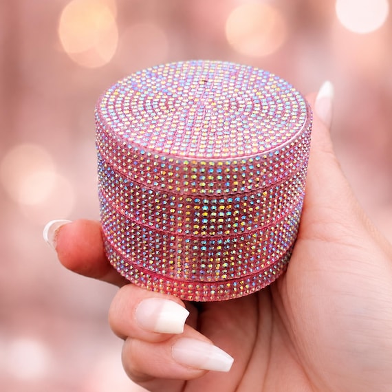pink tobacco grinder SPARKLE Mesh screen filters very fine pollen and pollen scraper is included Flower Mill - 2.5" Standard