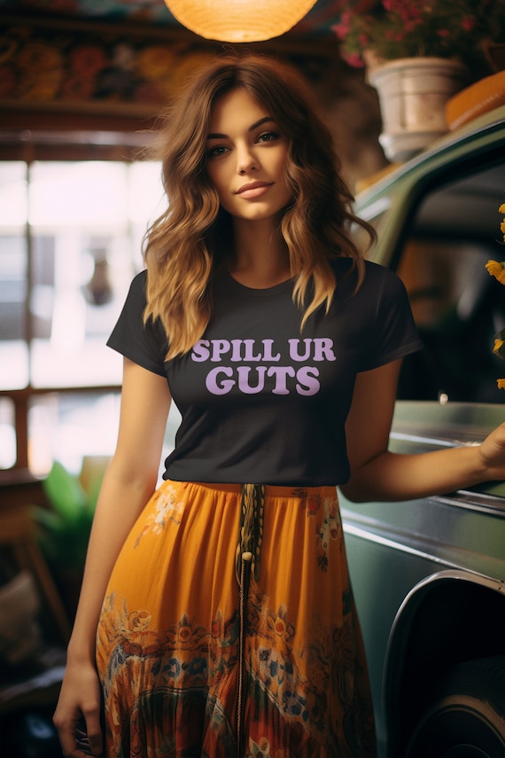 Spill Ur Guts Womens T-shirt - Music Concert Womens Clothing - Trendy Fall Style Tees