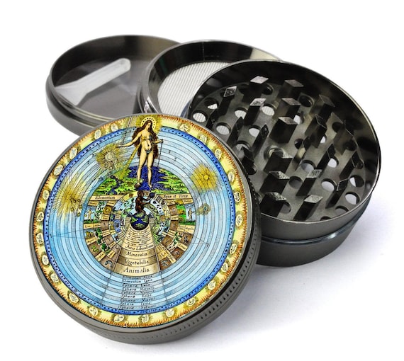 Ancient Cosmos Extra Large 5 Piece Spice Tobacco Herb Grinder With /  Catcher for Herb Grinders