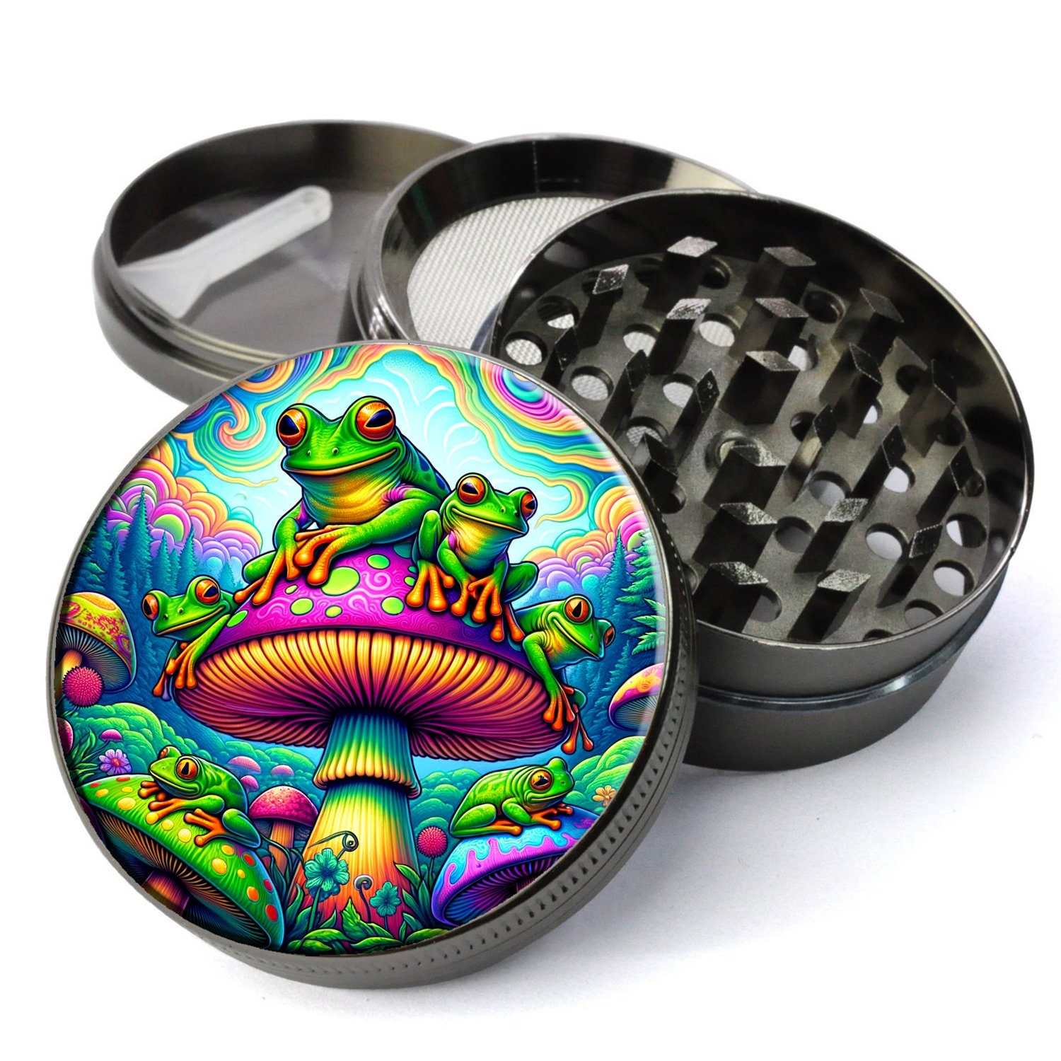 Champ High 19693 Bling Frog Grinder - Kräutermühle, Aluminium, Schwarz