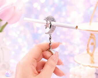 Mond Zigarette Ring Halter für Finger - Girly Zigarettenverlängerung Beste Geburtstagsgeschenke - Zigarette Ring Celestial Rauchen Zubehör