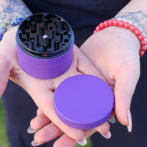 Girly Purple Spice Grinder, Bridesmaid Gift, Large 2.5&#39; Herb Grinder, Bachelorette Party Accessory, 4 Piece Tobacco Grinder, Gift For Her