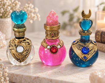 Iridescent Potion Bottle Decor, Witchy Celestial Shelf Ornament, Fantasy Resin Decoration | Witchy Apothecary Shelf Ornament | Whimsigoth