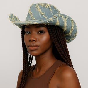 Denim Cowboy Hat, Concert Accessories, Cowgirl Hat, Bridesmaid Gift, Rodeo Hat, Bachelorette Party Gift,Western Texas Hat,Country Music 2025