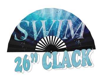 Abanico plegable SWIM K-Pop color turquesa intenso que hace clic ~ Accesorios para raves EDM ~ Abanico para festivales, los mejores artículos para fiestas ~ Abanico para bailar en clubes de música, Ejército