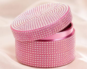 Pink Rhinestone 63mm 4 Piece Herb Grinder, Cute Girly Bling Grinder Gift for Her, Crystal Sparkle Vanity Accessory