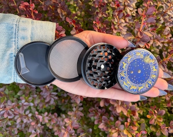 Astrological Grinder, Zodiac Grinder, Zodiac Sign Gift, Astral Grinder, Celestial Herb Grinder, Spice Crusher, Whimsigoth Herb Grinder
