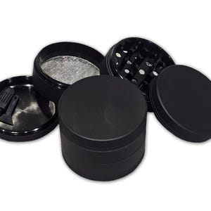 Black Grinder 4 Piece, Christmas Gifts For Him, Goth Grinder, Large Herb Grinder, Holiday Gifts, Tobacco Grinder, Kitchen-And-Dining