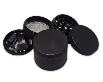 Molinillo negro de 4 piezas, regalos para él, molinillo gótico, molinillo grande para hierbas, molinillo de tabaco, utensilios de cocina y comedor, regalos para el hogar, molinillo de especias
