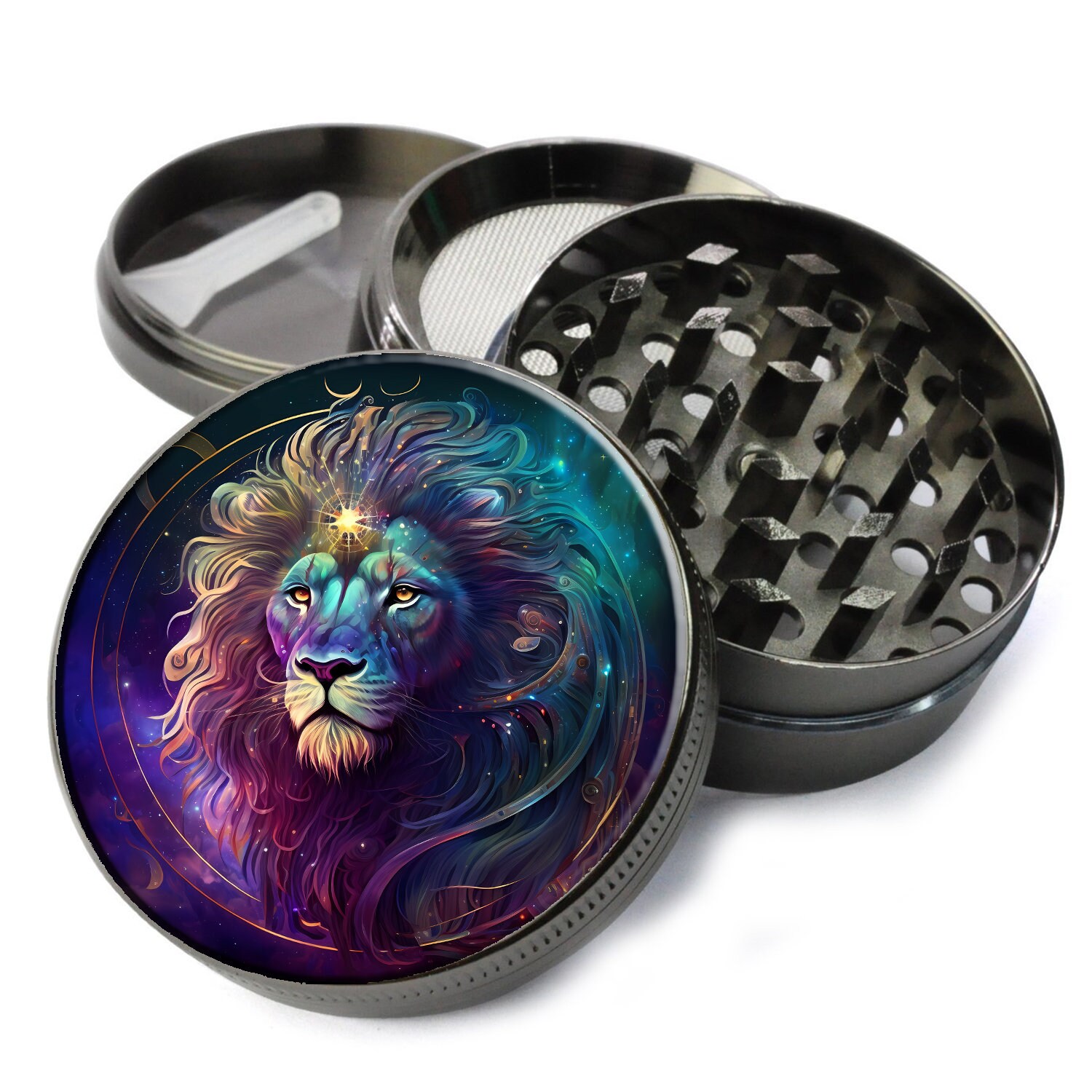 Moulin à herbes Lion, moulin à épices zodiaque, cadeau Lion, moulin astrologie céleste, moulin fantaisie, cadeaux d'Halloween, moulins spirituels