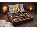 Tarot Card Box Holder, Moon Phase Altar Box, Tarot Card Display Stand & Crystal Storage, Wooden Storage Box for Oracle Cards, Gifts For Her