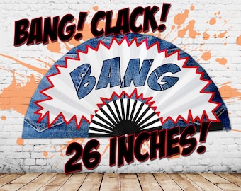 Abanico vaquero, regalos para ella, abanico de mezclilla campestre BANG Clack, abanico Carter Show, abanico plegable grande para chica campestre, abanico de baile, despedida de soltera