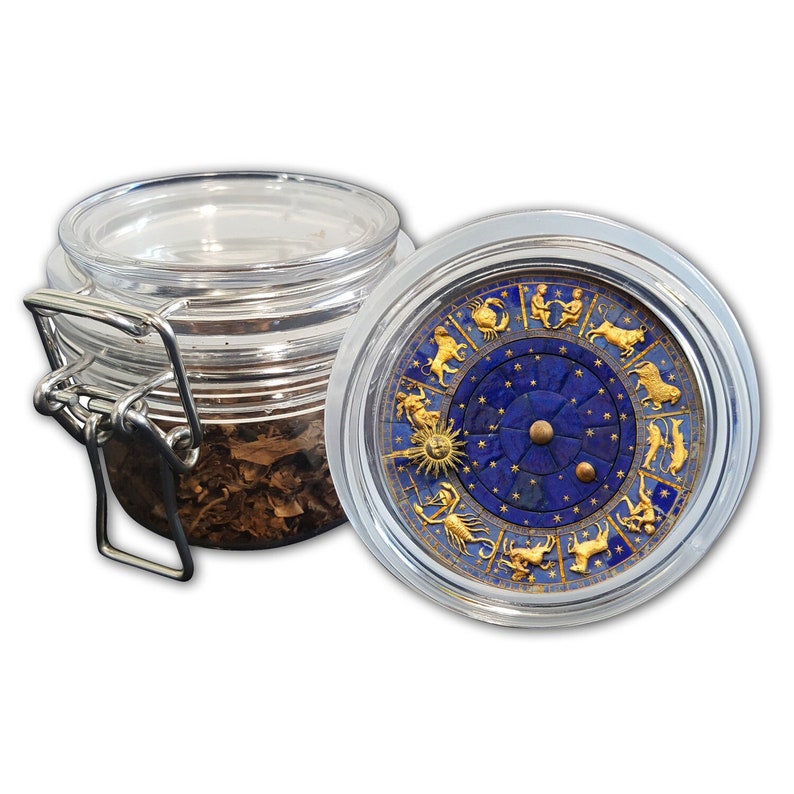 Airtight Stash Jar with Silicone Seal Astrological Zodiac Spice Jar Airtight Jar with Locking Wire Top Odor Proof image 1