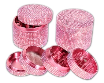 Molinillo rosa con diamantes de imitación, molinillo de hierbas brillante, molinillo femenino, regalos de graduación para ella, lindo molinillo de especias, utensilios de cocina ~ 63 mm XL