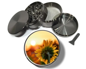 Sunflower Grinder, Herb Grinder With Catcher, Cute Grinder, Girly Grinder, Extra Large Spice Crusher, Tobacco Grinder, Cool Grinder