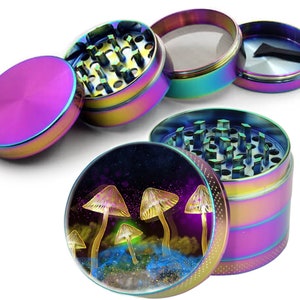 Mushrooms Grinder, Rainbow Grinder With Catcher, Psychedelic Grinder, Goblincore Tobacco Grinder, Cute Grinder, Halloween Party Supplies