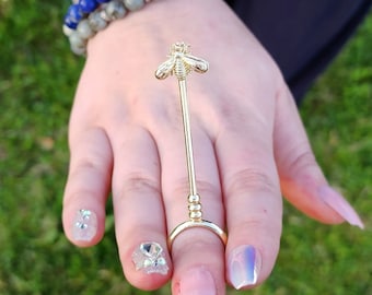 Gouden bij-sigarettenhouder, zomerstijl, elegante sigarettenhouderring, rookring, vintage stijl sigarettenhouder, stijlvolle sigarettenhouder