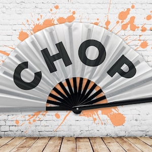 CHOP Hand Fan, Rave Clack Fan, Burning Man Fan, Summer Style, Drag Queen Fan, Clack Fan, Burlesque Fan, Travel Gift, Large Hand Fan 26 In