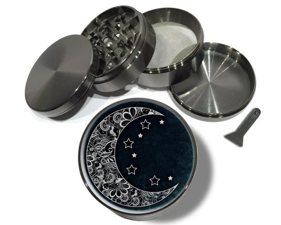 Blue Moon And Stars Grinder, Gifts for Her, Herb Grinder With Catcher, Extra Large Witchy Grinder, Tobacco Grinder, Dark Fairytale Decor