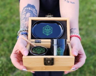 Cigarette Rolling Tray Set, Stash Box, Fall Host Gift, Gadgets For Men, XL Herb Grinder, Smellproof Glass Jar, Bamboo Storage Box, Gift