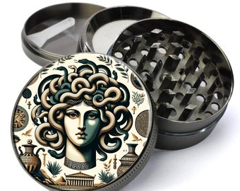 Molinillo de Medusa, Molinillos de Brujería, Molinillo de Hierbas Griegas, Regalo de Halloween, Triturador de Especias Extra Grande de 5 Piezas, Molinillo de Hierbas de Tabaco, Molinillo de Fantasía