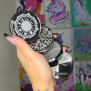 Herb Grinder, Witchy Grinders, Hosting Decor, Goth Grinders, Accessory Gift, Moon Grinders, Extra Large 5 Piece Spice Crusher, Best Friend