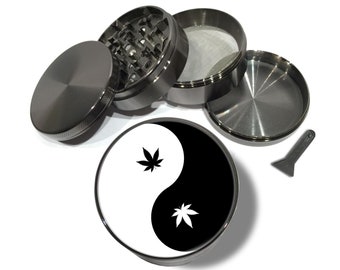 Molinillo Yin Yang, Gadgets para hombres, Molinillo extragrande, Regalo para padrinos de boda, Molinillo de hierbas con recogedor, Molinillo de tabaco, Regalos para despedidas de soltero