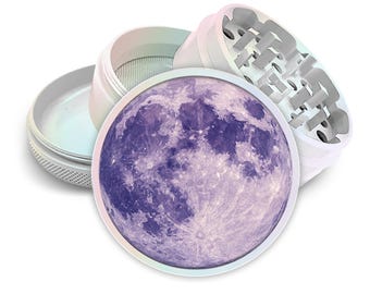 Molinillo morado de luna llena con atrapasueños, molinillo de hierbas, molinillo celestial grande, triturador de especias de 5 piezas, molinillo de tabaco, regalos de cumpleaños
