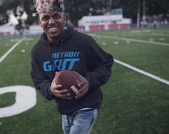 Grit Detroit Football Hard Knocks Adult Hoodie Sweatshirt -  Sports Hoodie - Gift For Him - Game Day Sweatshirt - Handmade Sweaters