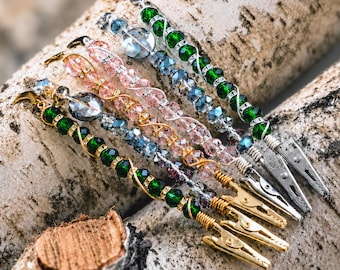Beaded Wand Clip Witchy Costume Accessories - Magic Wand or Crystal Card Grabber -4.5 in Celestial Bracelet Helper Tool and Long Nail Helper