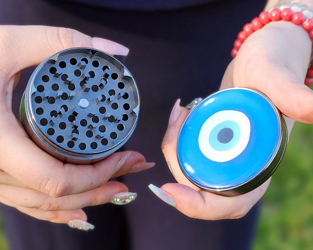 Nazar Evil Eye Grinder, Protection Talisman, Extra Large 5 Piece Grinder, Herb Grinder With