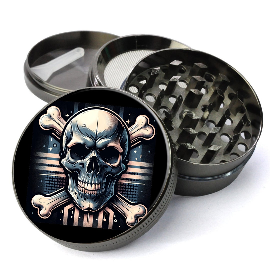 Skull and Crossbones Herb Grinder, Edgy Jolly Roger Grinder, Skulls