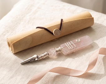 Clip aus künstlichem Rosenquarz, 11,4 cm langer Kartenhalter oder Zigarettenhalter, rosa Stein-Kartenhalter, Armbandhelfer, Helfer für lange Fingernägel, Geschenk