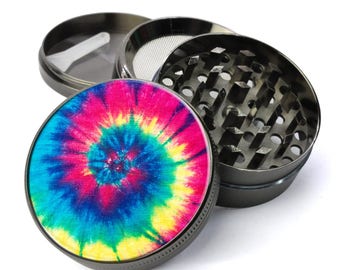 Peace, Love and Tie Dye #3 Extra Large 5 Piece Spice Tobacco Herb Grinder with / Catcher for Herb Grinders