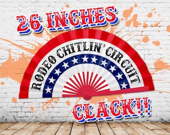 Cowboy Fan, Red White Blue Fan, Rodeo Chitlin Circuit Clack Fan, Large Carter Show Hand Fan, Country Music Merch, Gift - 26 Inch