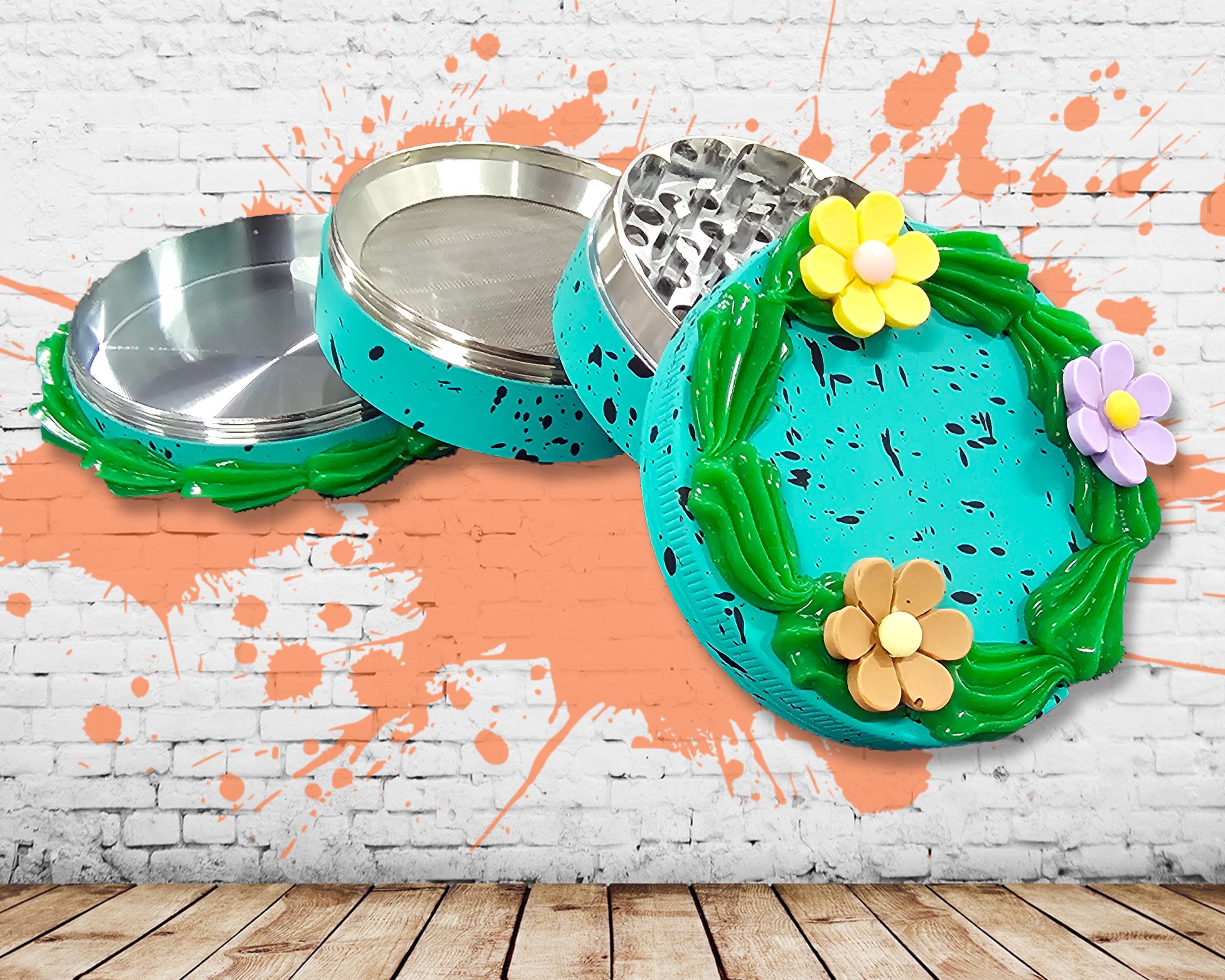 Teletech Grinder Rave Merch Teal Cake Shaped Herb Grinder, Birthday Gift for Her, Fake Cake Spice ...