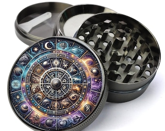 Zodiac Signs Grinder, Zodiac Sign Gift, Astrological Grinder, Astrology Gift, Extra Large 5 Piece Grinder, Spice Crusher, Herb Grinder